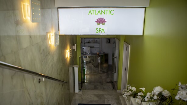 A staircase leading to a spa area with a sign reading "ATLANTIC SPA". - Atlantic Agdal (Rabat)
