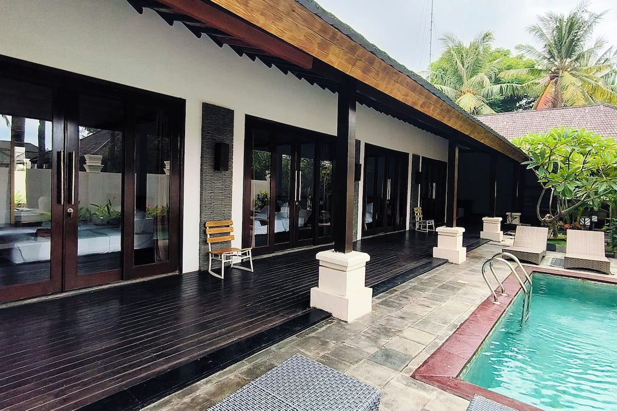 Familievilla, 4 soverom | Sengetøy av topp kvalitet, senger med overmadrass og minibar