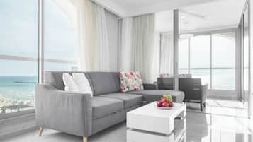 Family Apartment, Beach View | Living area | TV, DVD player