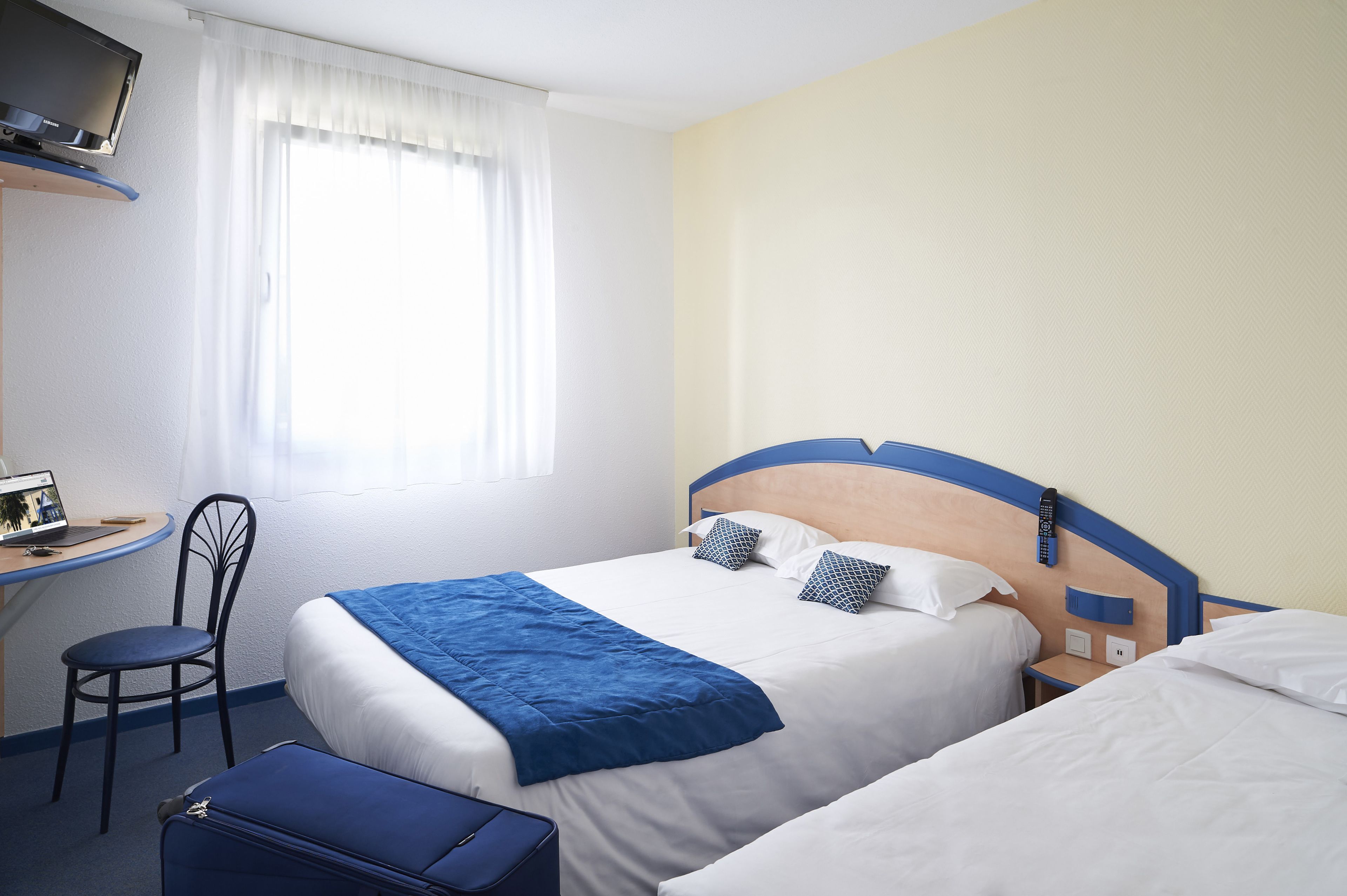 desk, laptop workspace, blackout curtains, soundproofing