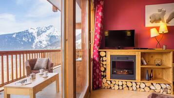 Flat-screen TV, DVD player