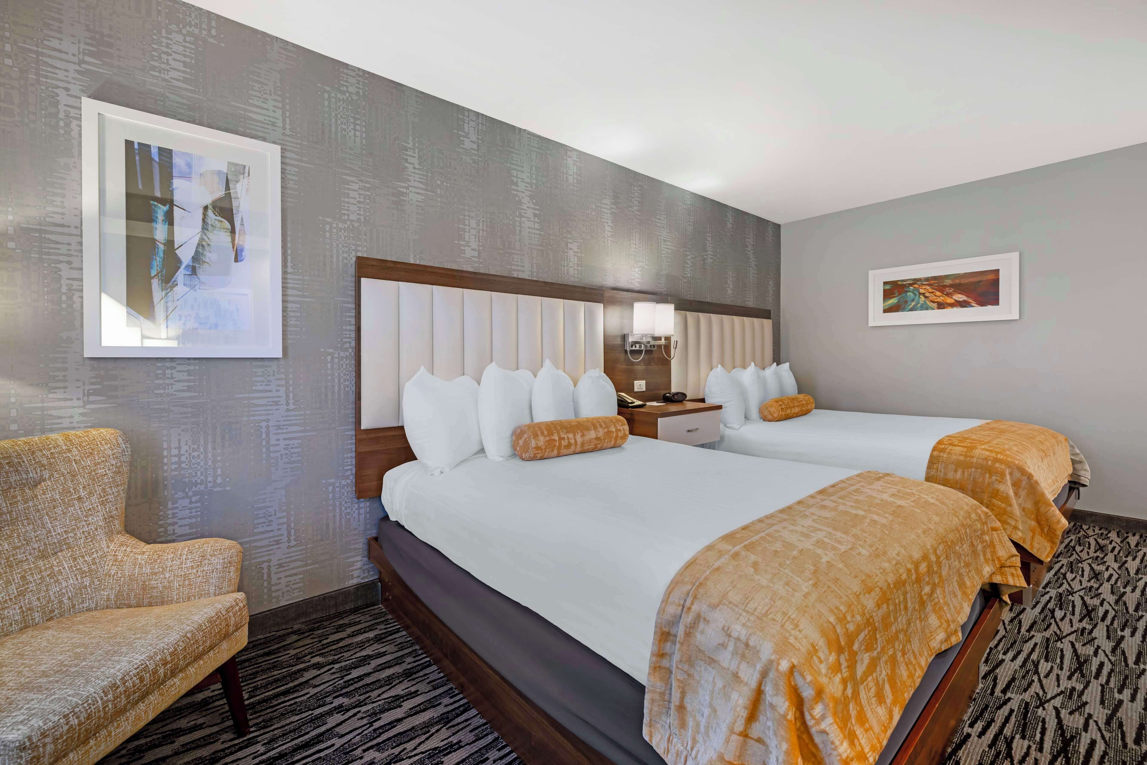 desk, laptop workspace, blackout curtains, iron/ironing board