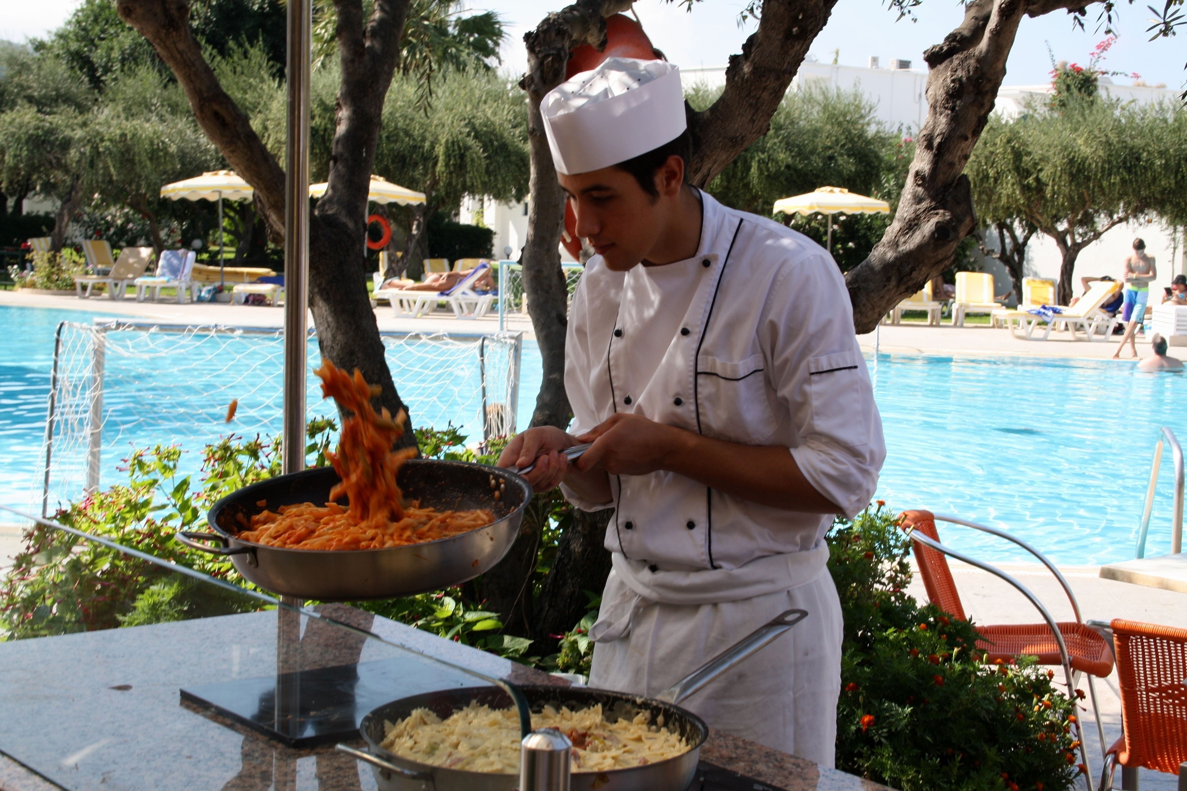 dinner served, garden views