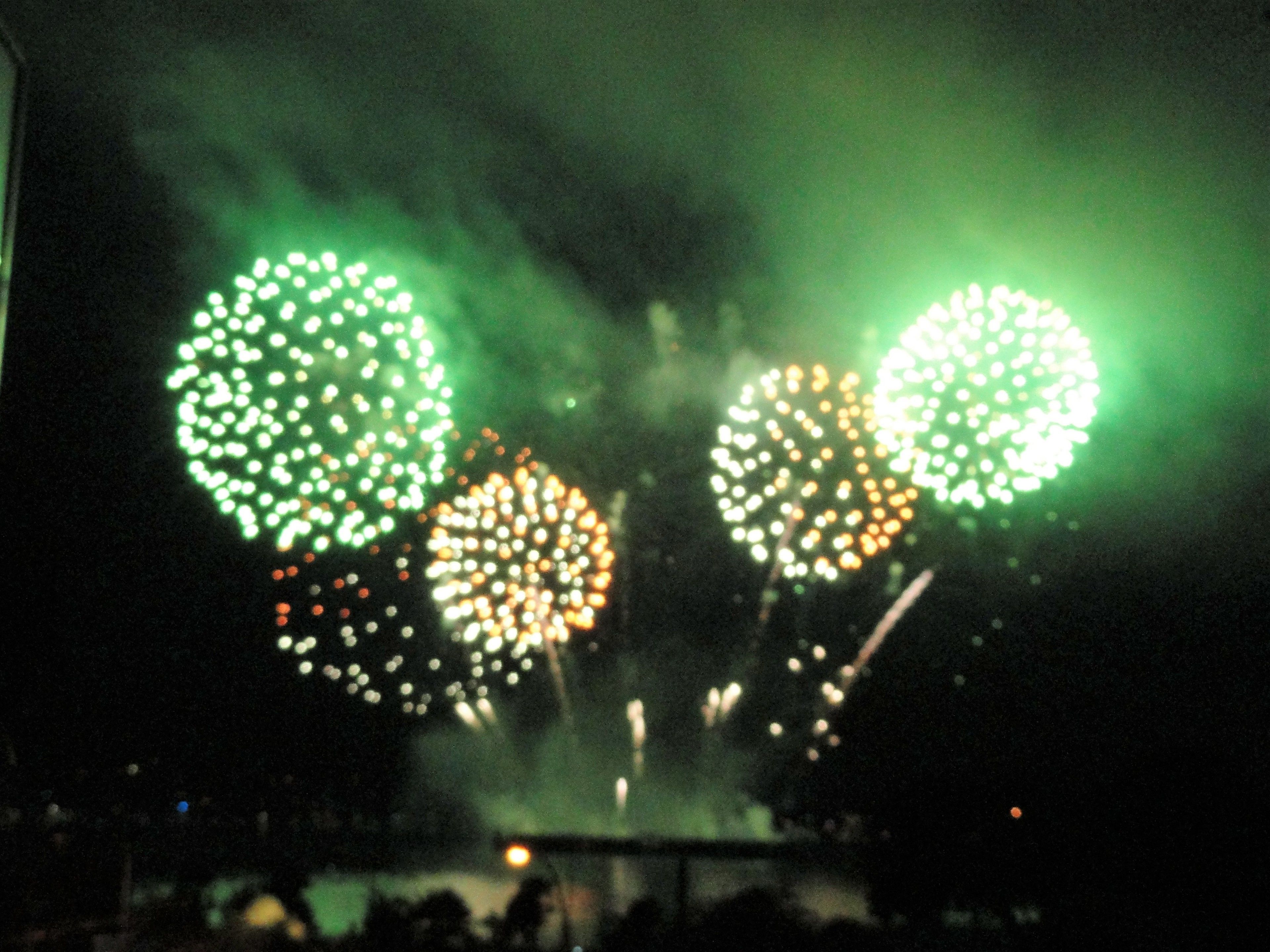 A night scene with fireworks.