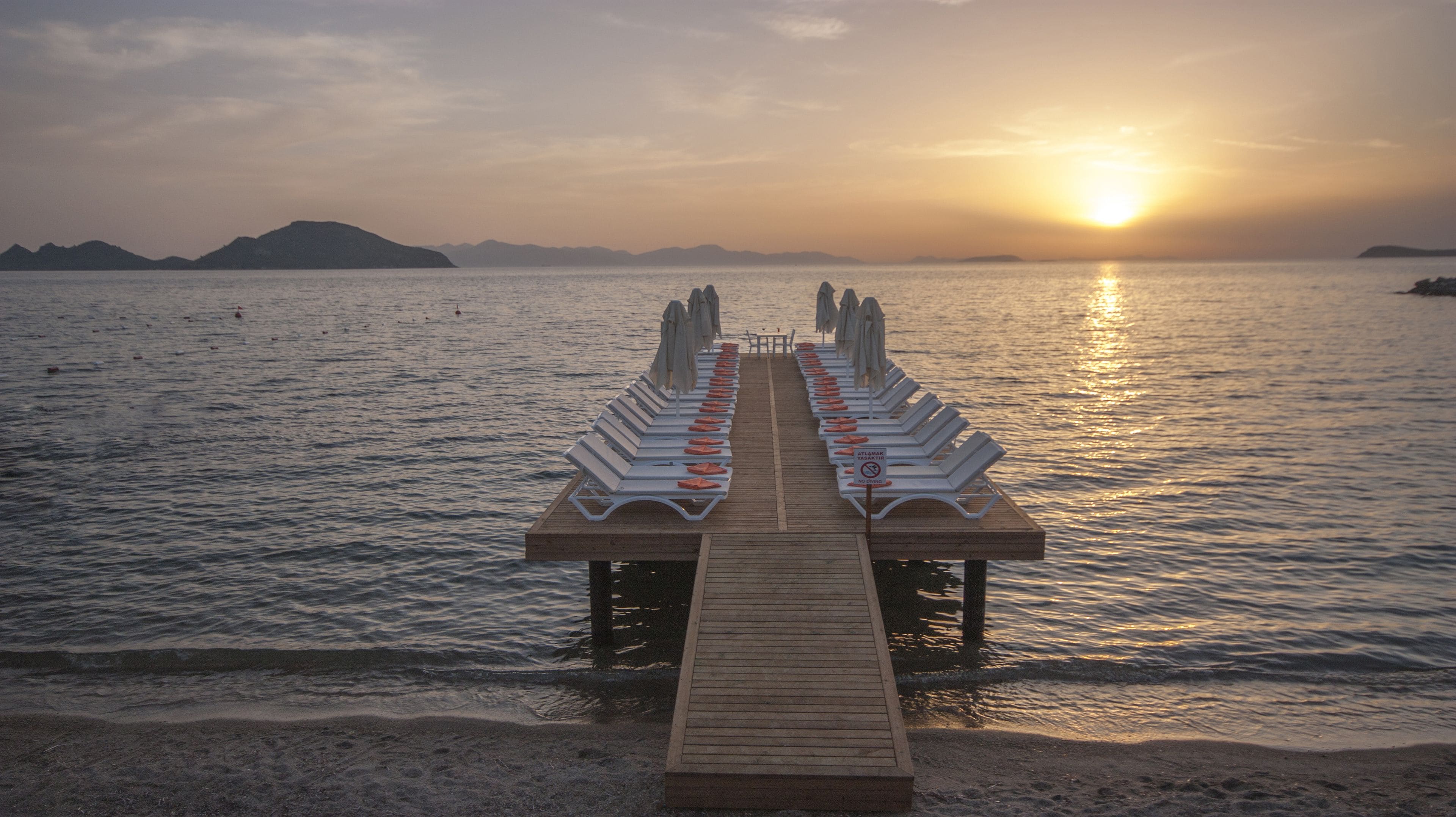 Private beach, sun loungers, beach umbrellas