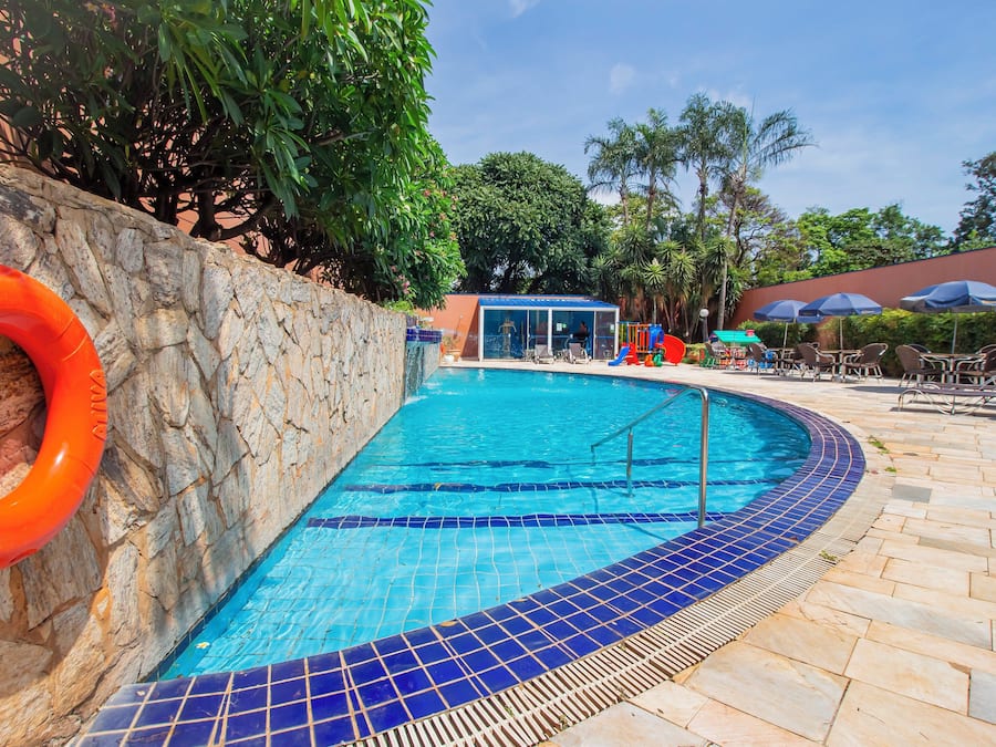 Outdoor pool, pool loungers