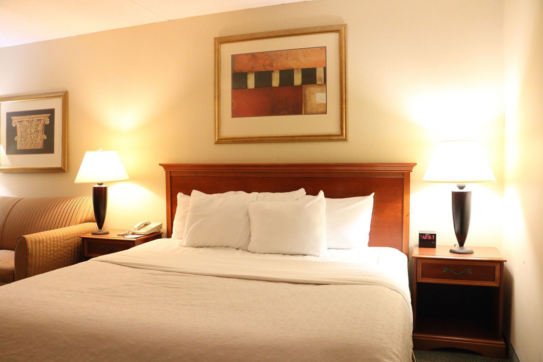 Pillowtop beds, desk, blackout drapes, iron/ironing board