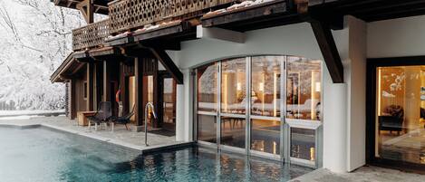 Indoor pool, outdoor pool, open 8:00 AM to 8:00 PM, pool umbrellas