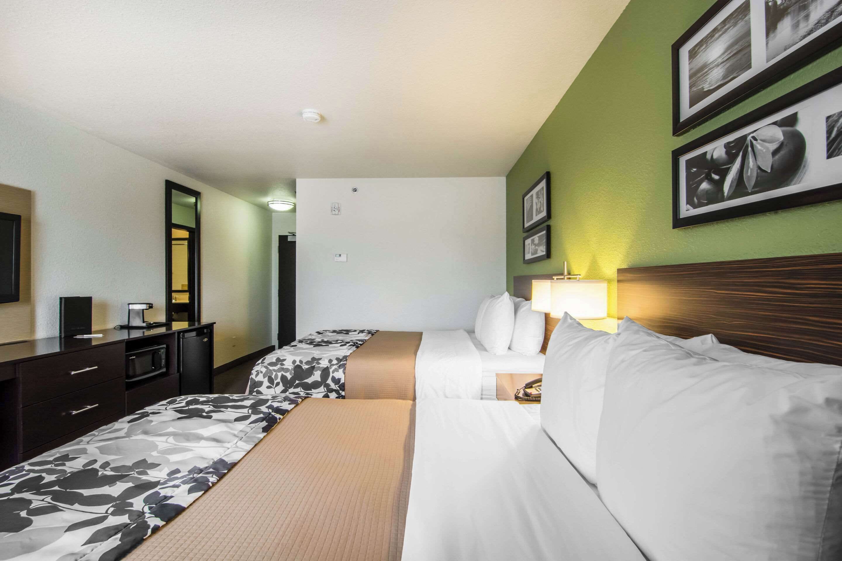 pillow-top beds, desk, blackout curtains, iron/ironing board