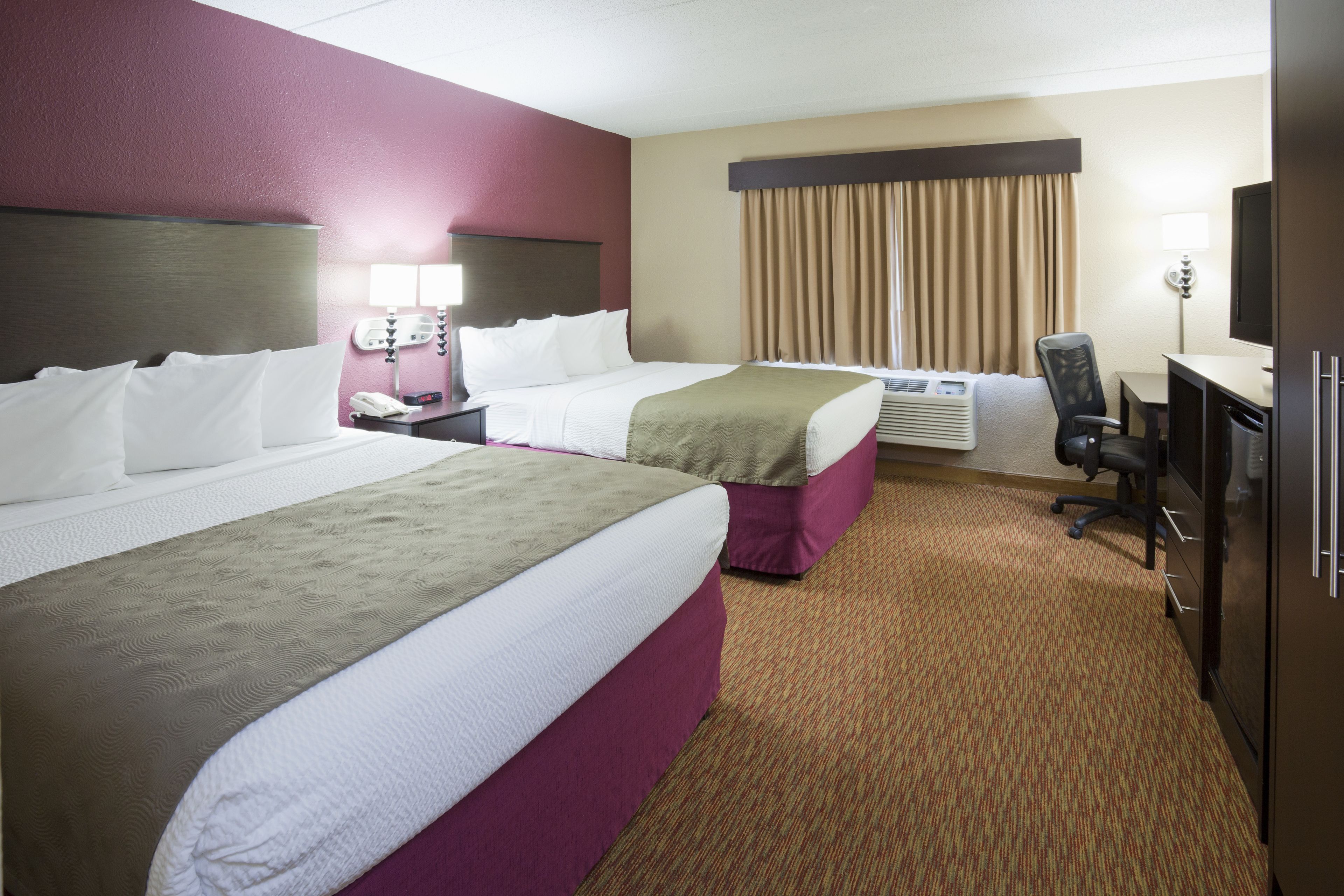 premium bedding, blackout curtains, iron/ironing board