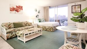 Standard Studio, 1 Queen Bed with Sofa bed, Kitchen (F16A10) | Premium bedding, individually decorated, individually furnished, desk - Tropical Studios at Marine Surf Waikiki (Honolulu)