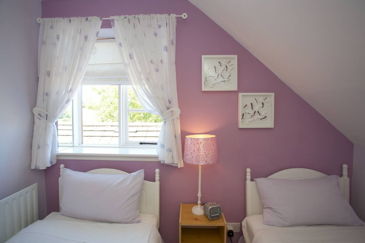 Habitación con 2 camas individuales, baño en la habitación | Cunas, camas extra y wifi gratis