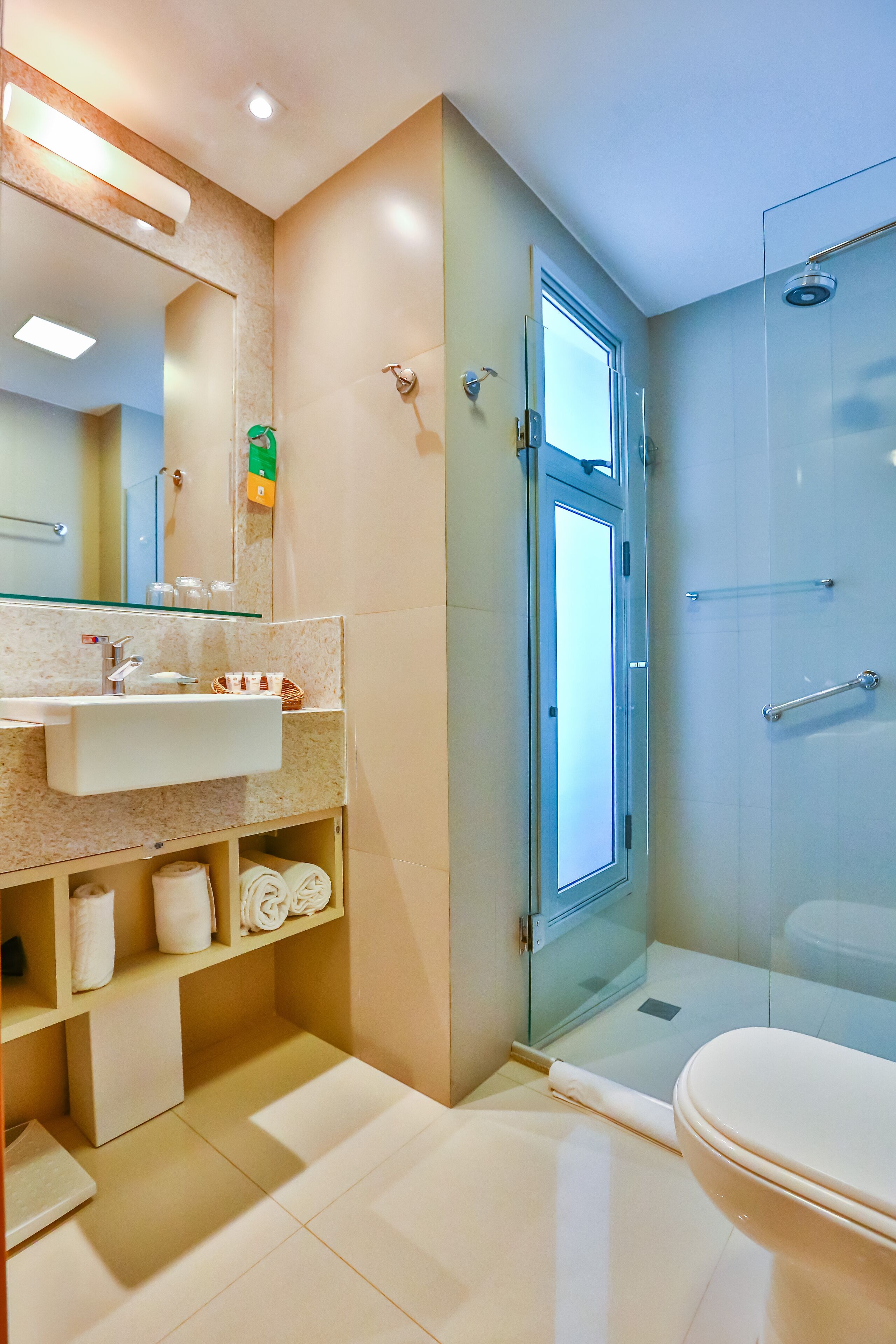 free toiletries, hair dryer, towels