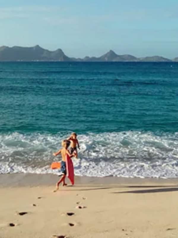 On the beach, beach towels, snorkelling, kayaking