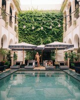 Indoor pool, outdoor pool, sun loungers
