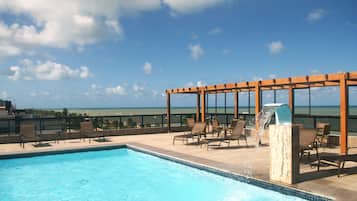 Outdoor pool, sun loungers
