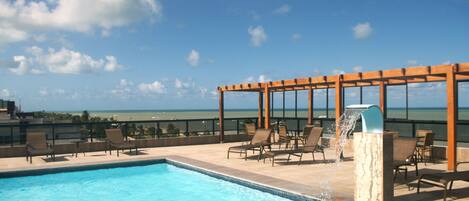 Outdoor pool, sun loungers
