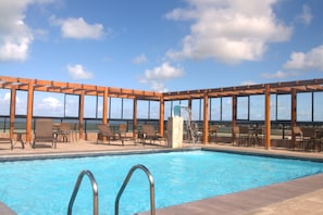 Outdoor pool, pool loungers