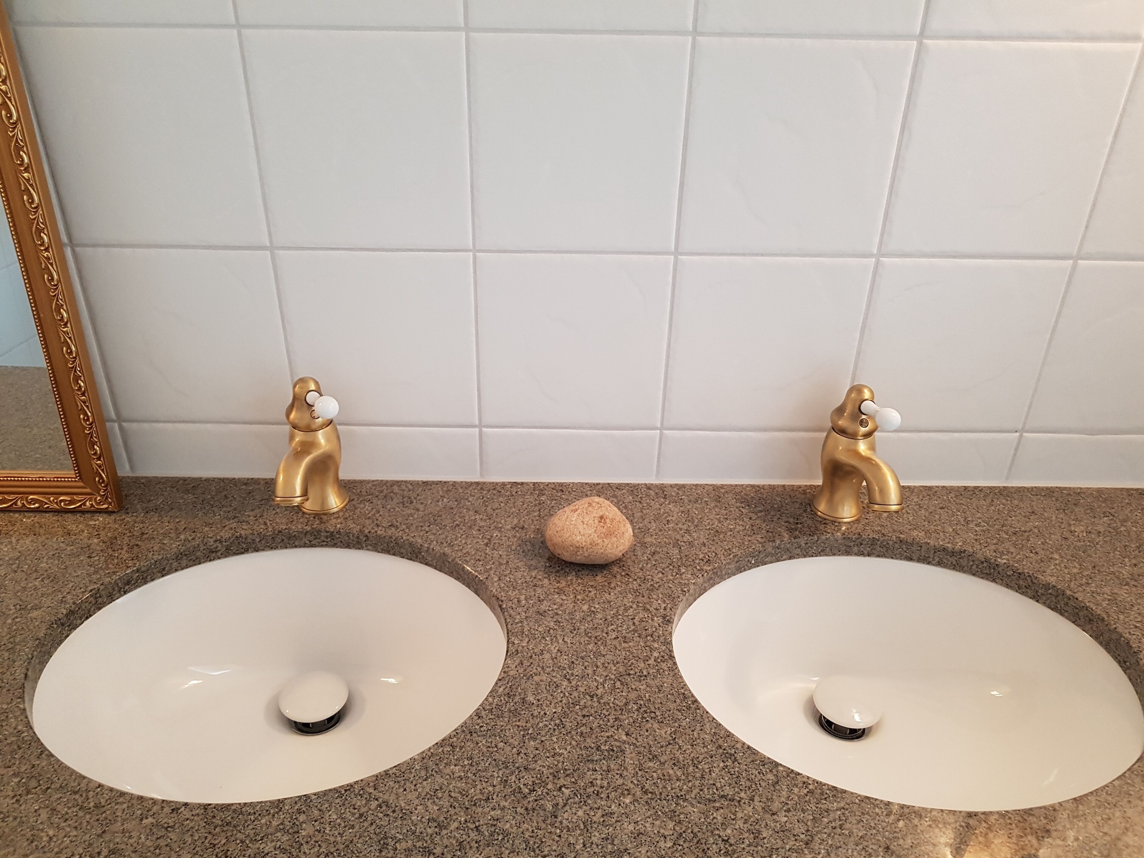 superior double room | bathroom | shower, hair dryer, towels, soap