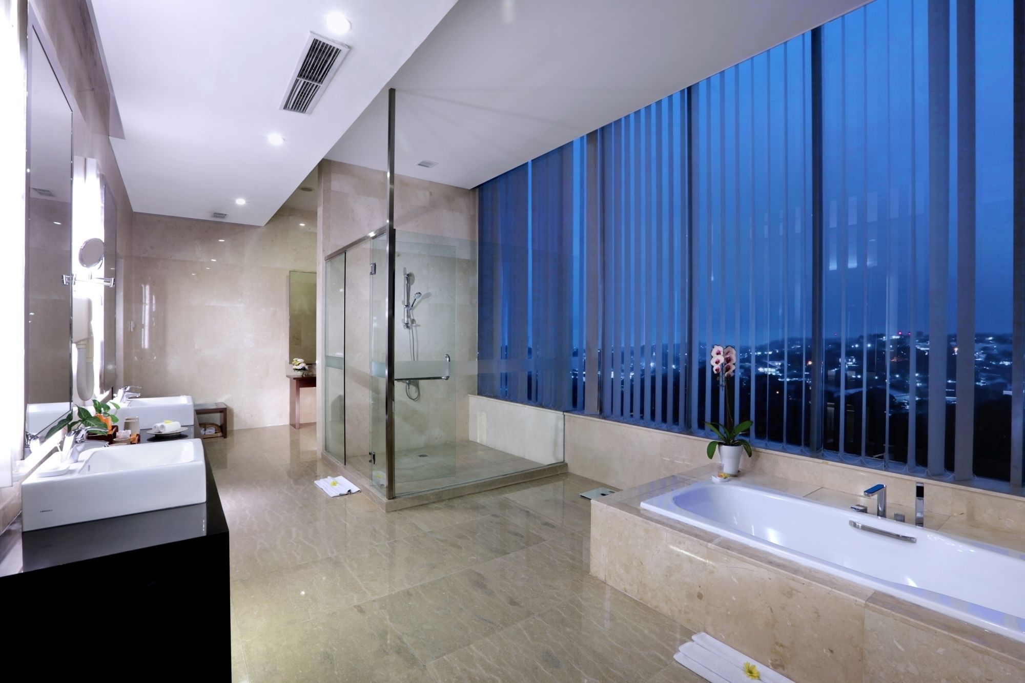 Free toiletries, bathrobes, slippers, towels