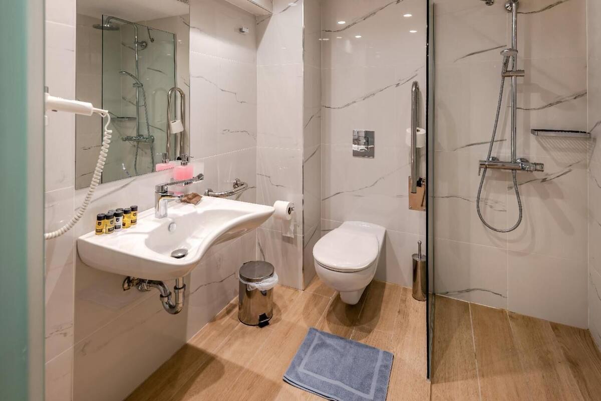 free toiletries, hair dryer, bathrobes, slippers