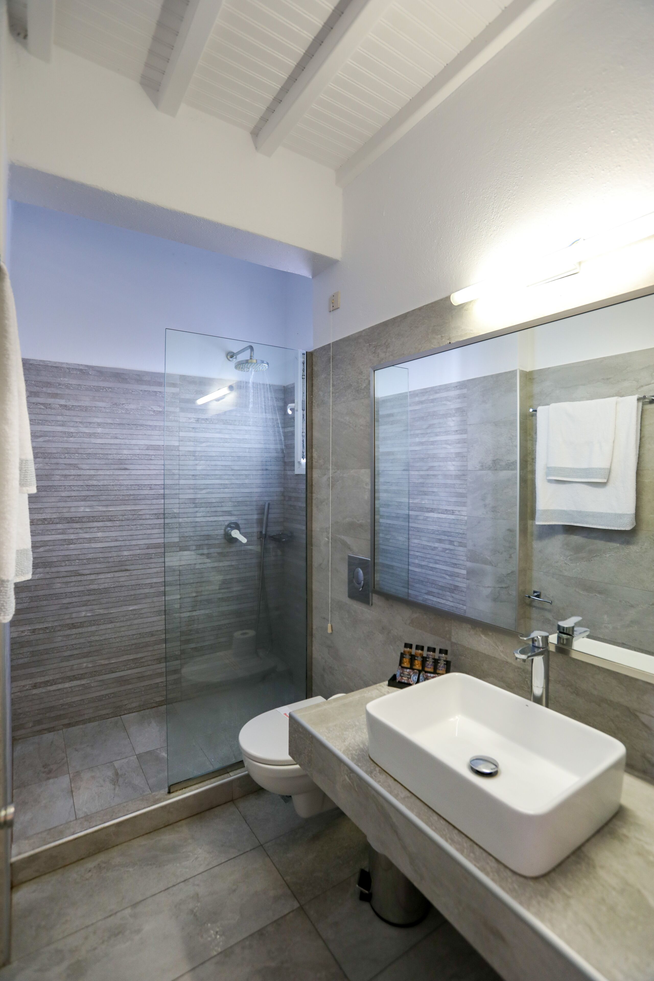 standard quadruple room | bathroom | shower, free toiletries, hair dryer, towels