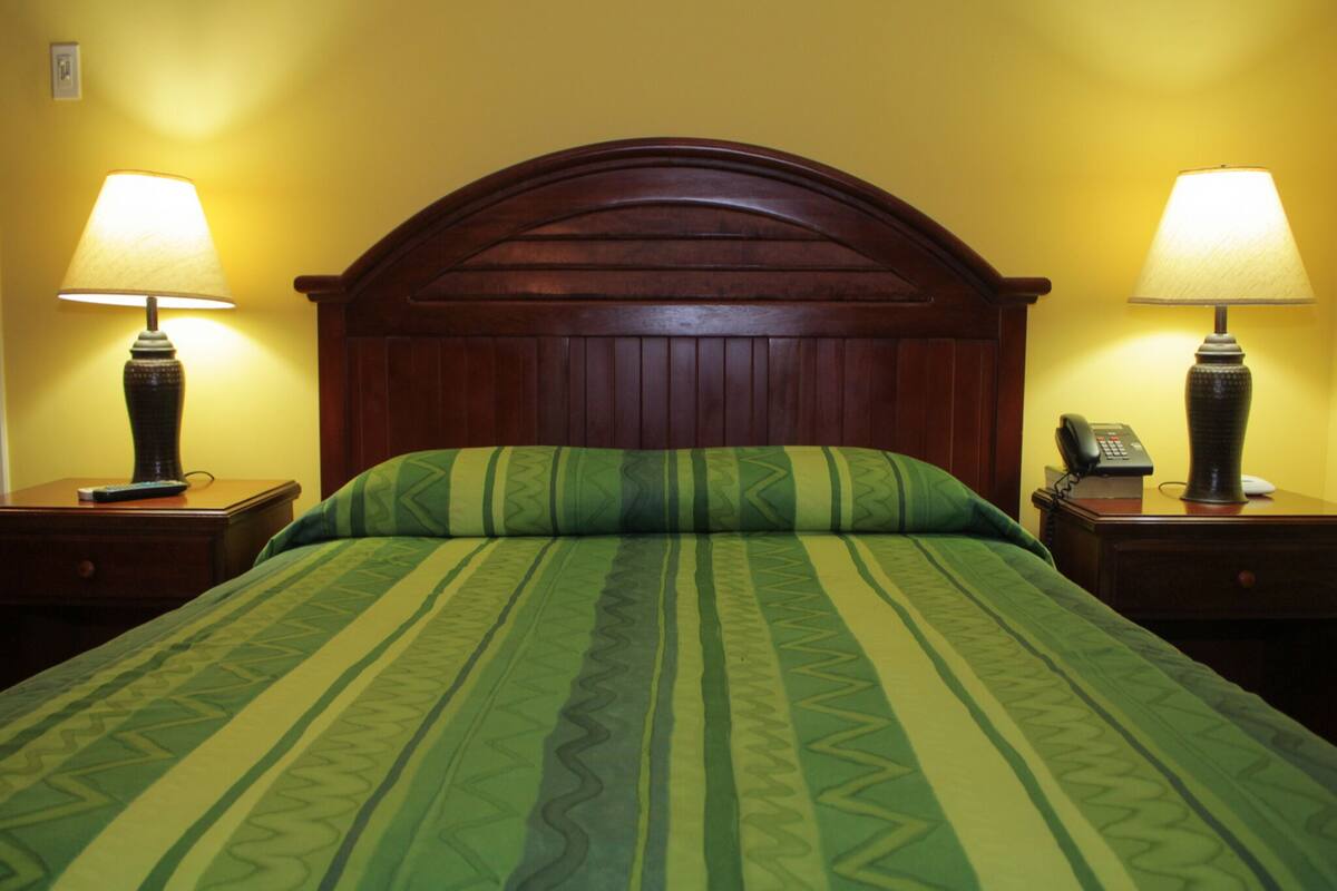 In-room safe, iron/ironing board, cribs (free)