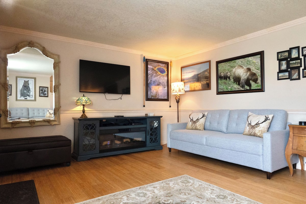 Suite | Living area | 65-inch Smart TV with satellite channels, TV, DVD player