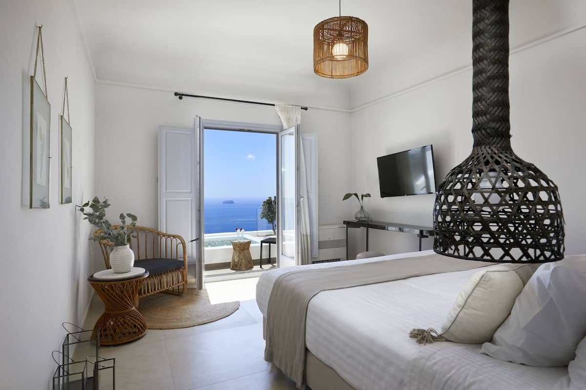 villa, 1 bedroom, sea view (erotas - private heated pool) | 2 bedrooms, in-room safe, individually decorated, individually furnished