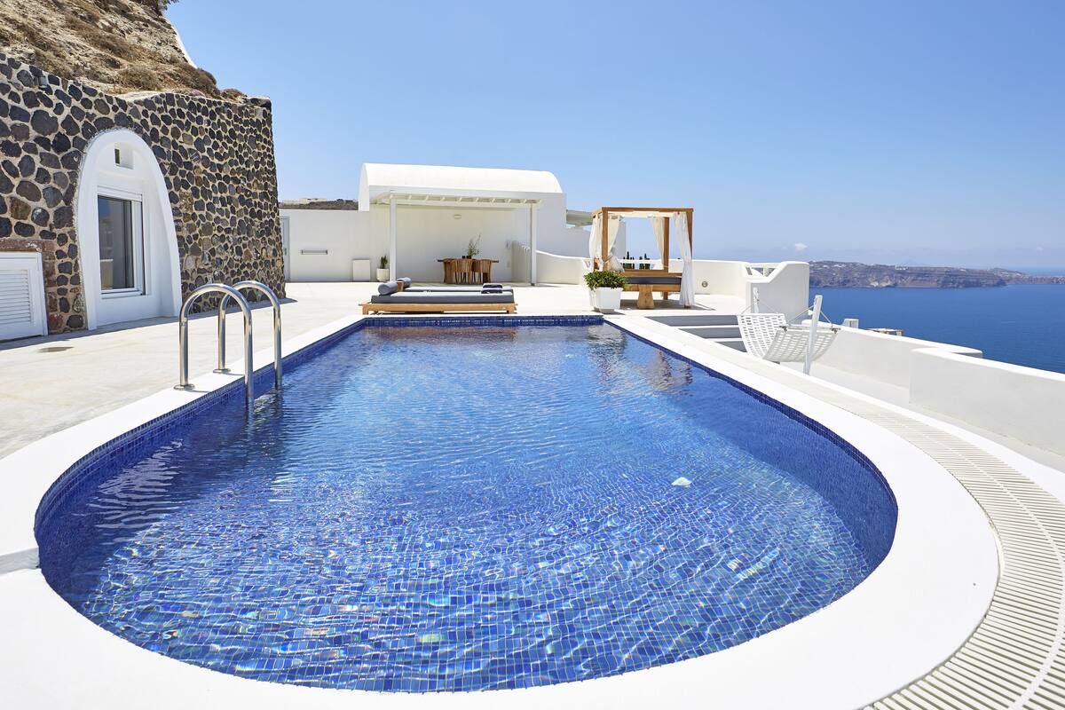 蜜月別墅, 1 張加大雙人床, 海景 (Private Heated Pool) | 客房內保險箱、書桌、遮光布/窗簾、隔音