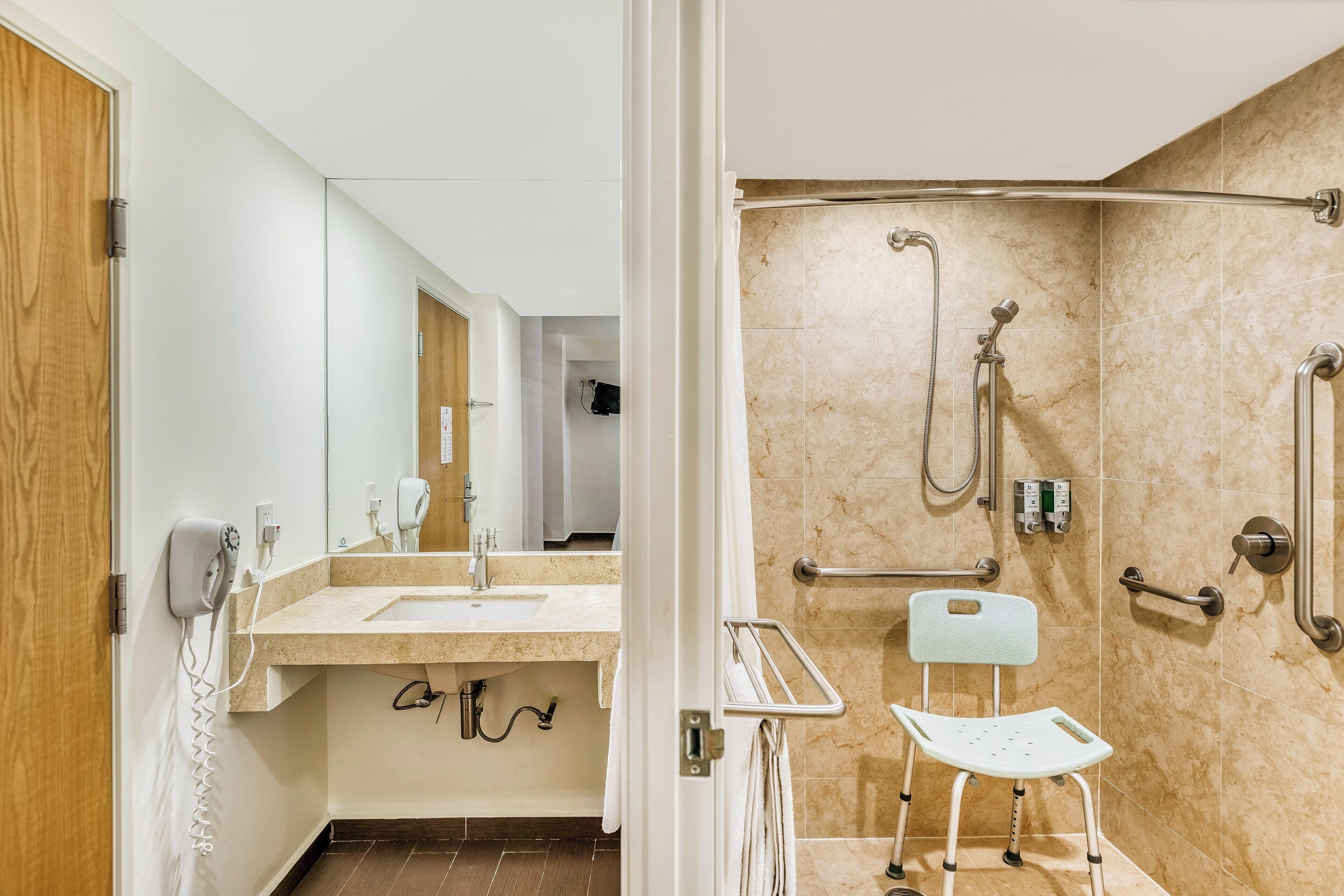 free toiletries, hair dryer, towels, soap