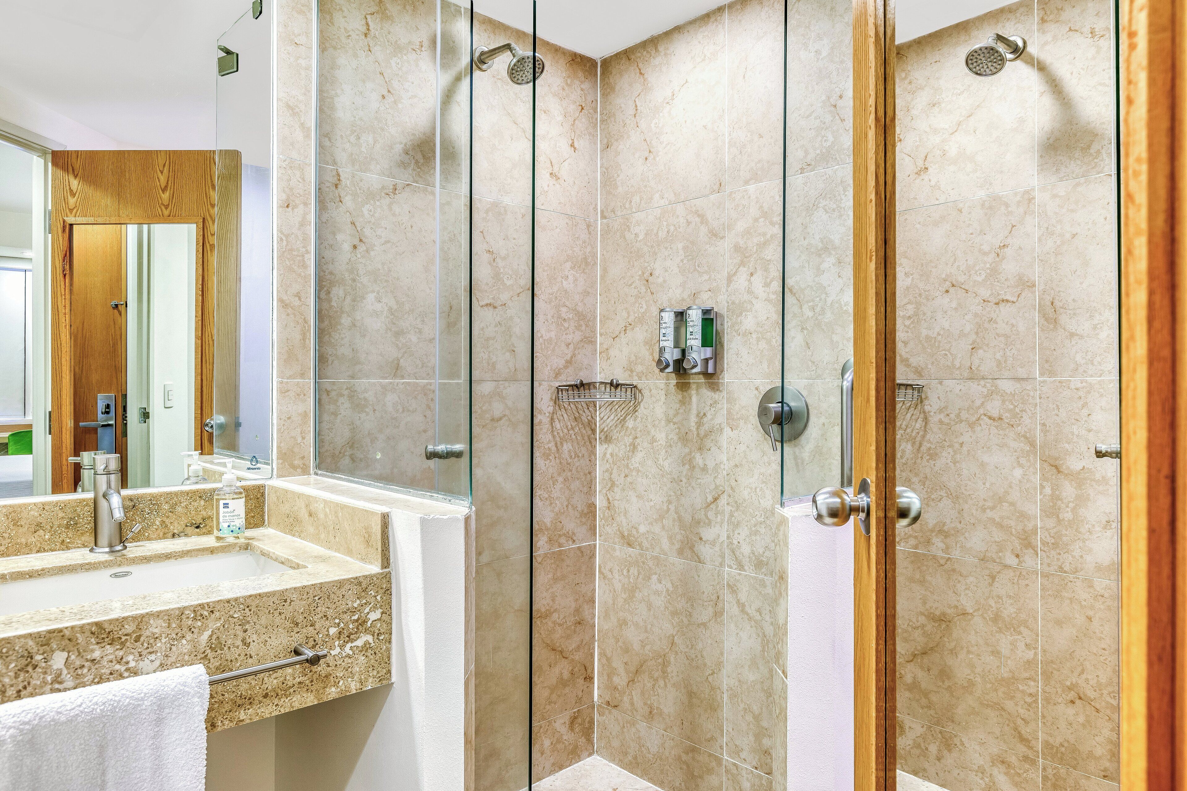 free toiletries, hair dryer, towels, soap