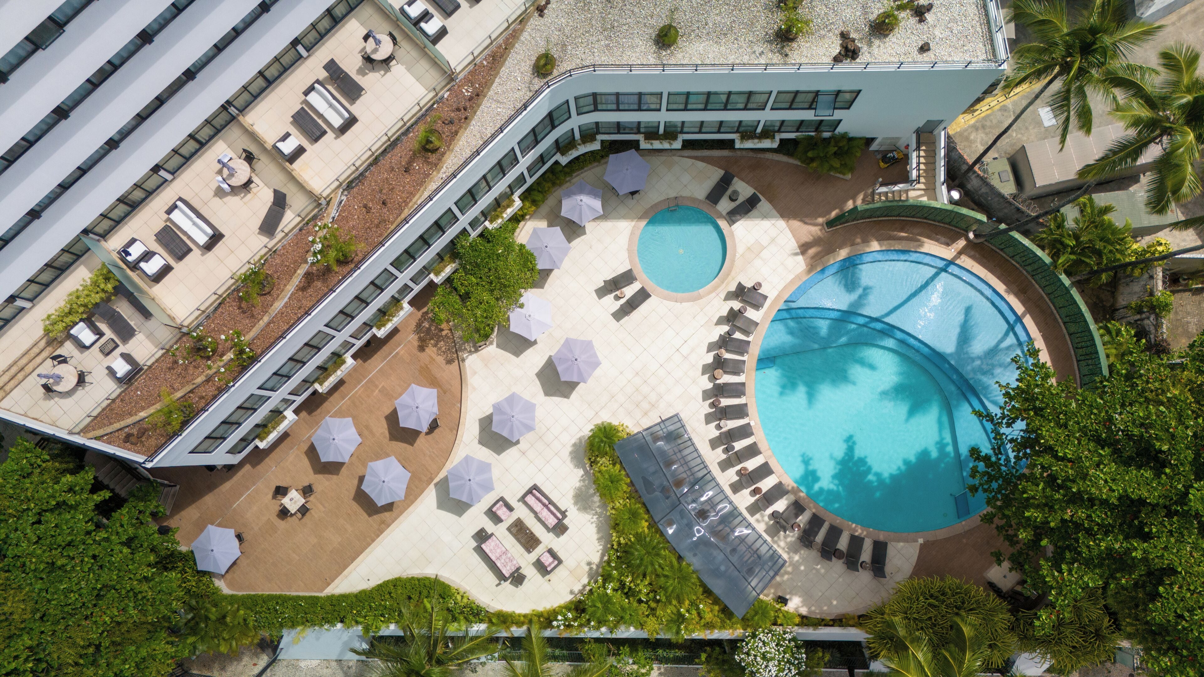 2 outdoor pools, pool umbrellas, sun loungers