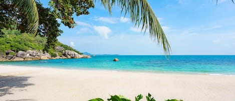 Sulla spiaggia, sabbia bianca, massaggi sulla spiaggia, snorkeling