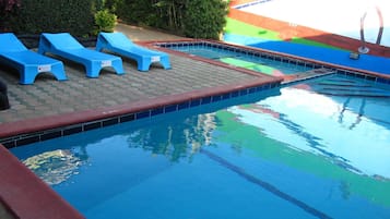 Outdoor pool, open 8:00 AM to 7:00 PM, pool umbrellas, sun loungers