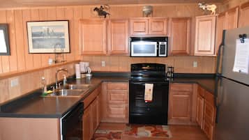 Suite, 1 Queen Bed with Sofa bed, Kitchen, River View | Private kitchen | Full-size fridge, microwave, oven, stovetop