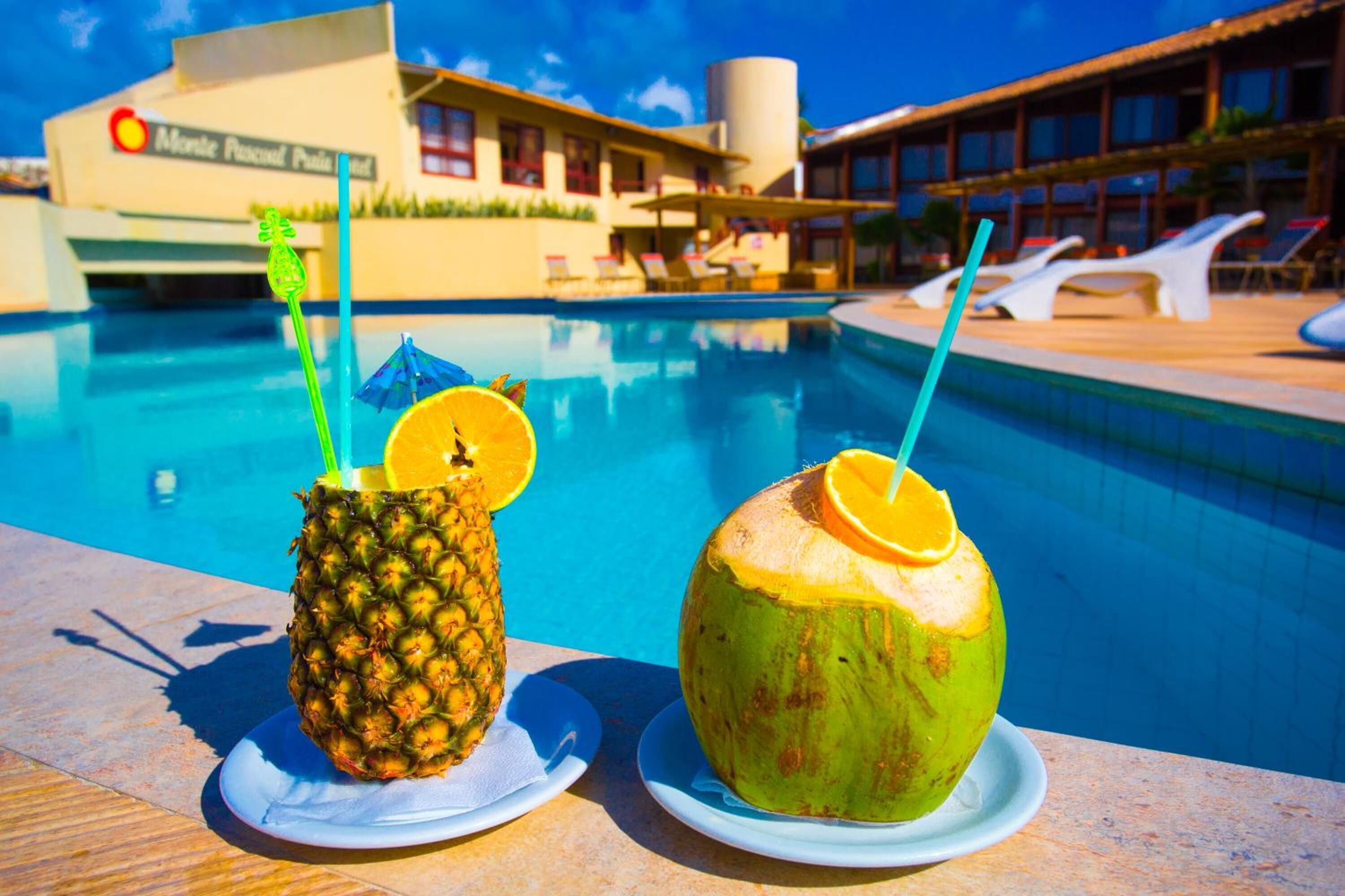 outdoor pool, pool umbrellas, pool loungers