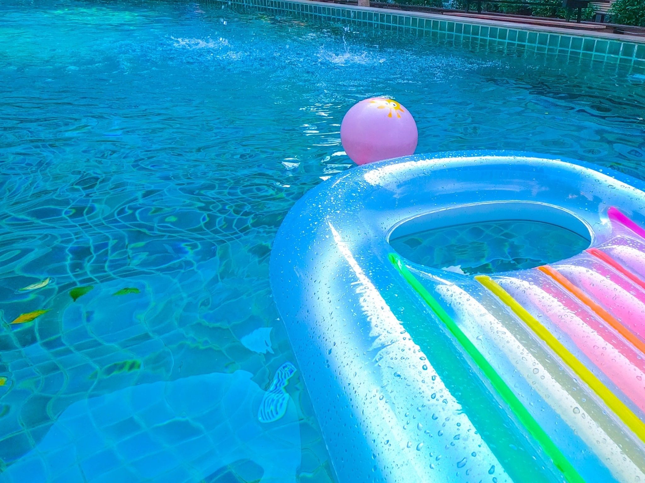 Outdoor pool, pool loungers