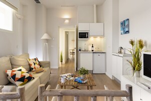 Superior Apartment, 1 Bedroom | Private kitchen | Full-size fridge, microwave, coffee/tea maker, electric kettle
