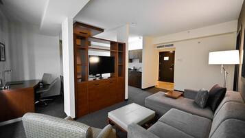 In-room safe, desk, laptop workspace, blackout curtains