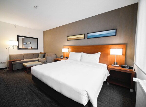 In-room safe, desk, laptop workspace, blackout curtains