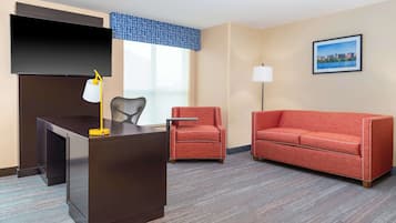 42-inch LCD TV with cable channels, TV, pay movies