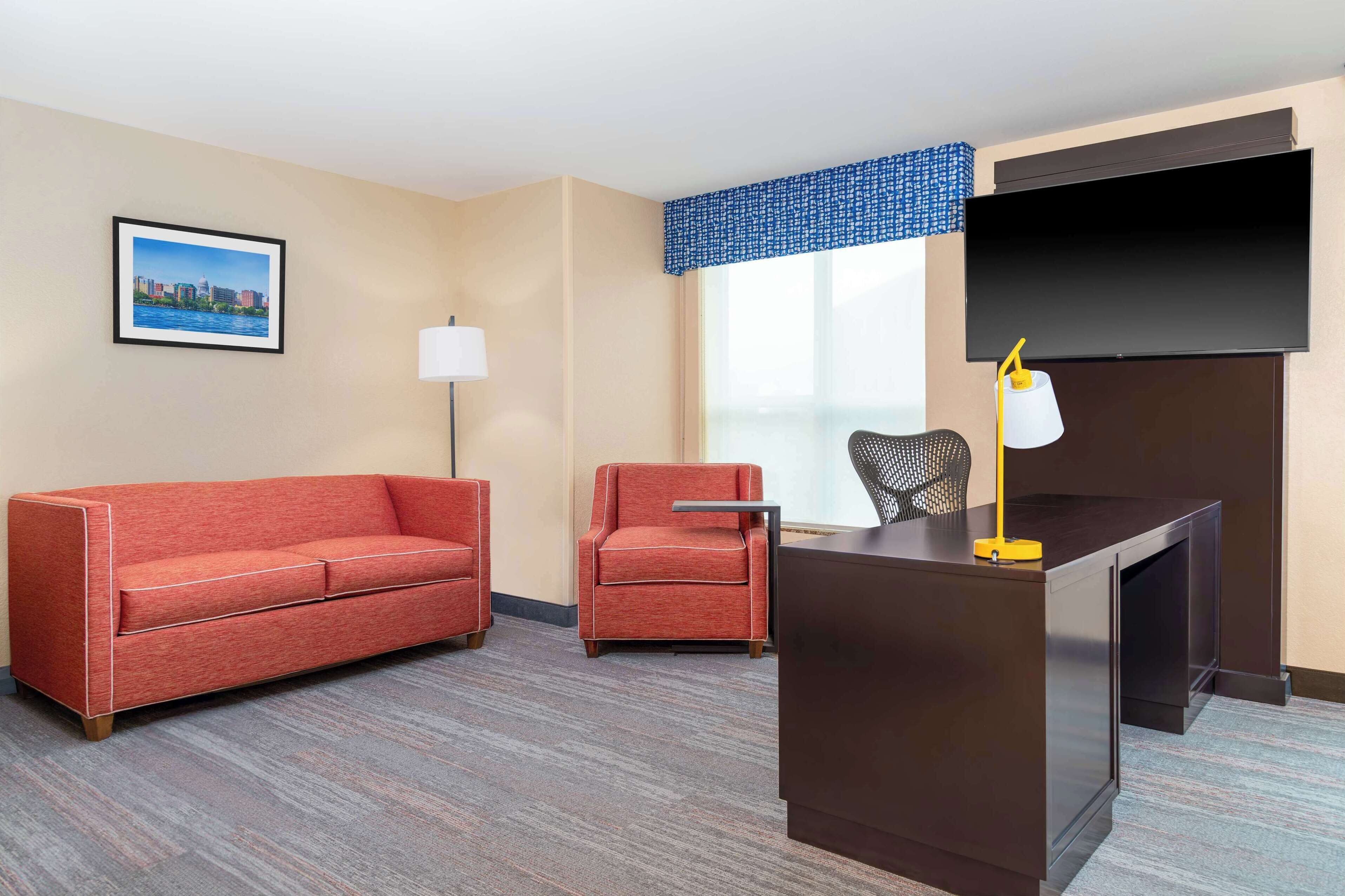 hypo-allergenic bedding, down duvets, desk, laptop workspace