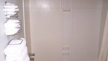 Room, 2 Double Beds, Smoking | Bathroom | Combined shower/bathtub, hair dryer, towels
