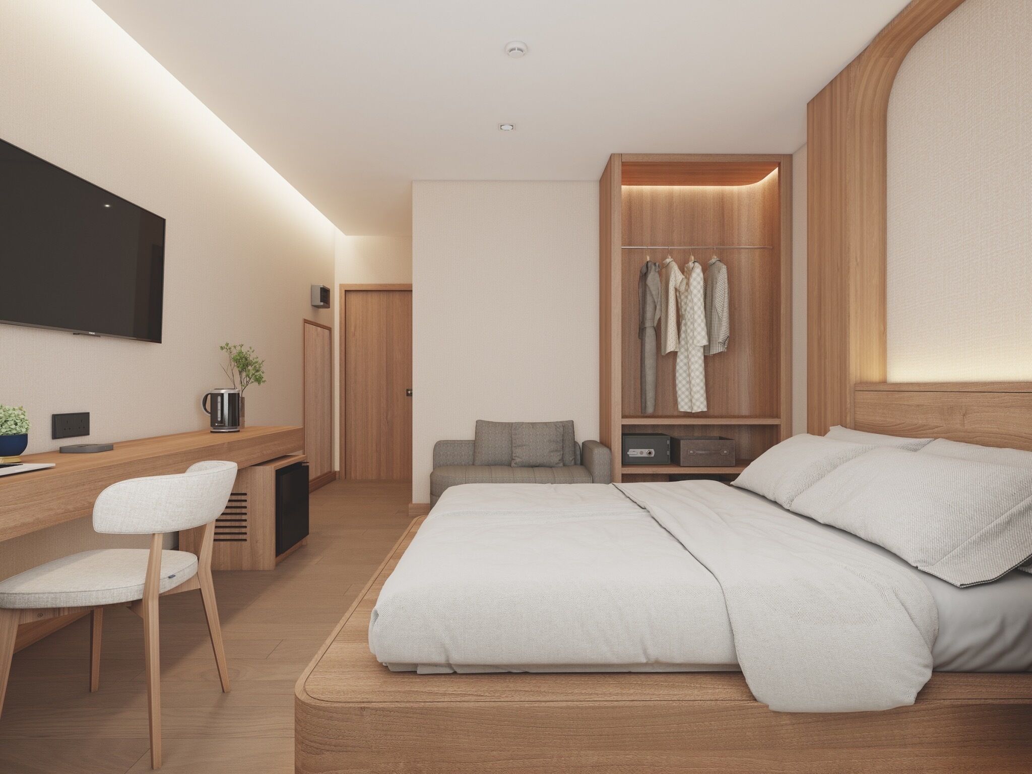 Blackout drapes, WiFi (free), bed sheets