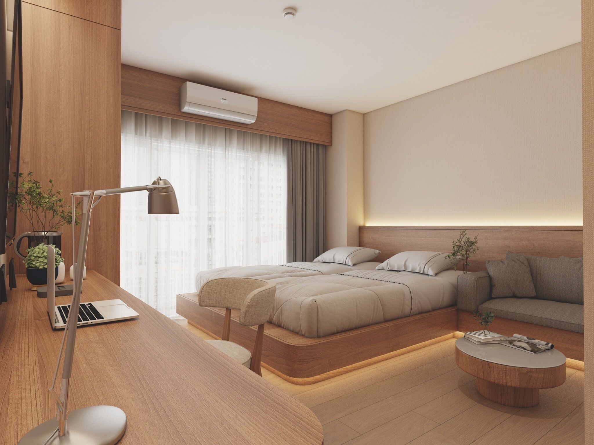 Delux Minimal Twin Bed | Blackout drapes, WiFi (free), bed sheets