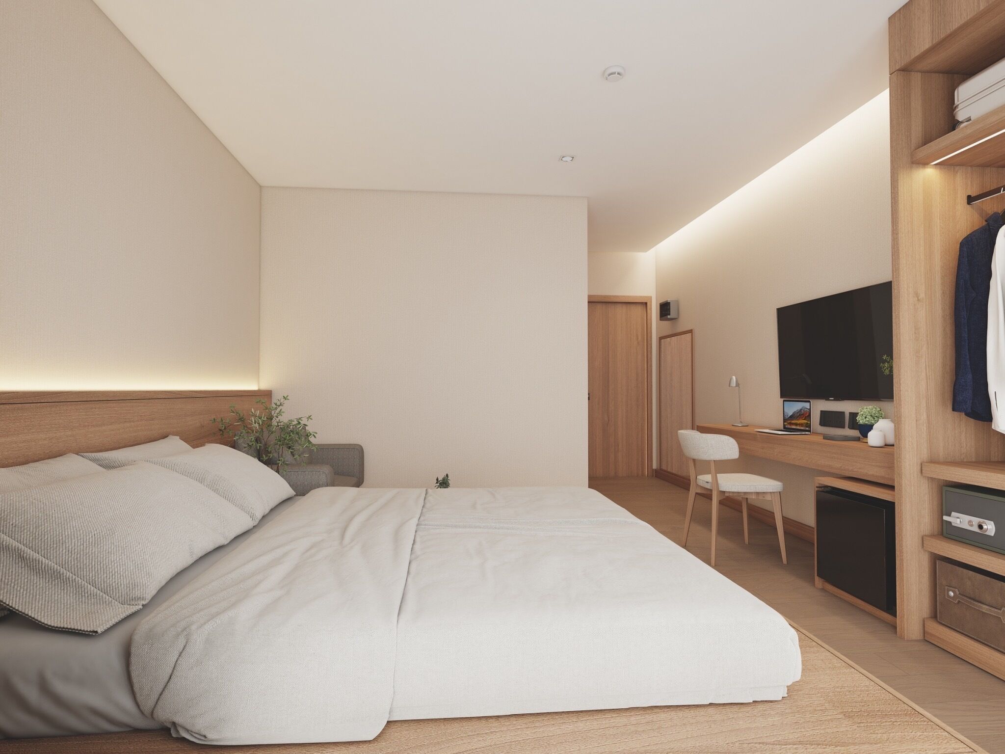 Delux Minimal Single Bed | Blackout drapes, WiFi (free), bed sheets