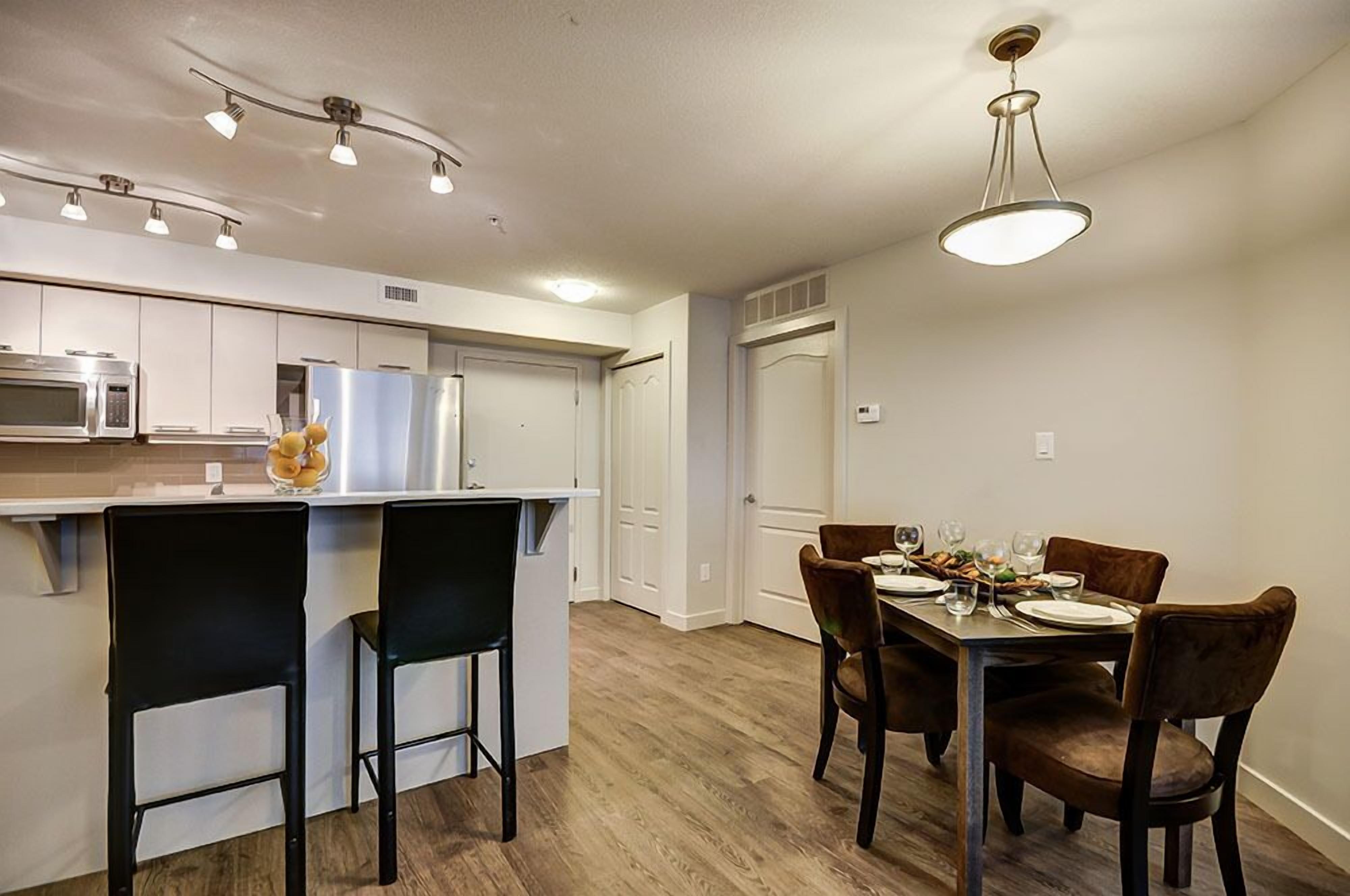 full-sized fridge, microwave, coffee/tea maker