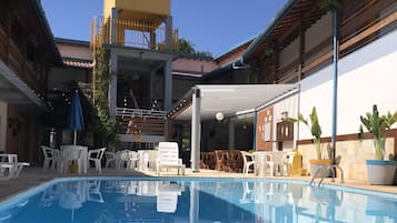 Indoor pool, outdoor pool, open 9:00 AM to 8:00 PM, pool umbrellas