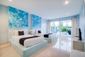 高級雙床房, 可使用泳池 | 書桌、免費 Wi-Fi、床單